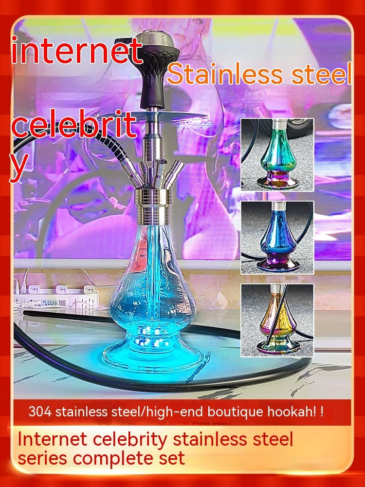 Arabic Hookah Full Set Bar Kettle Stainless Steel Large Single And Double Tube