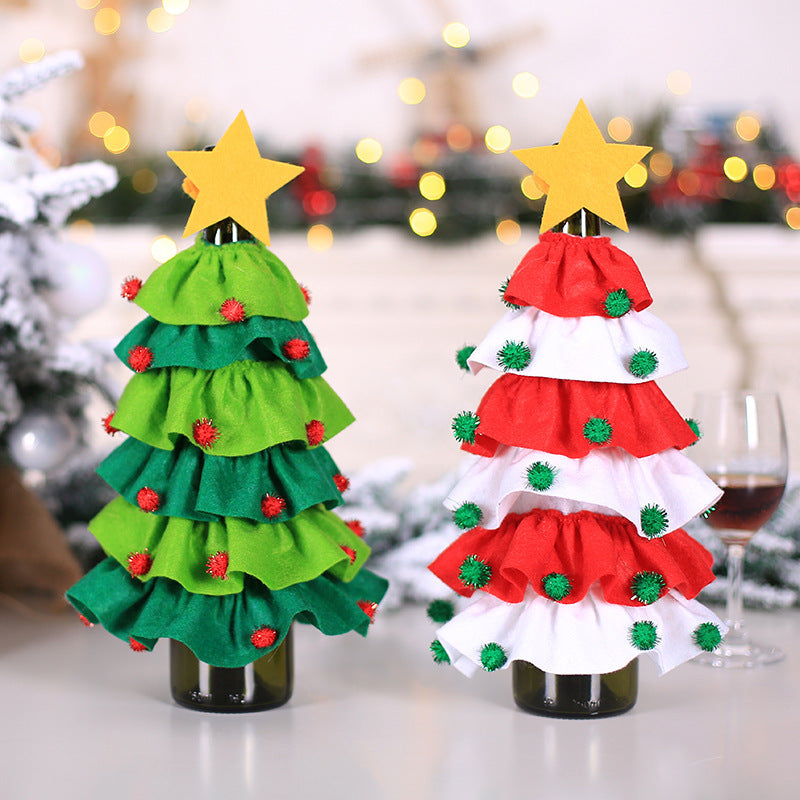 Wine Bottle Cover Christmas Decoration Ball Tree for Home Dinner Destop Decor Xmas Gift