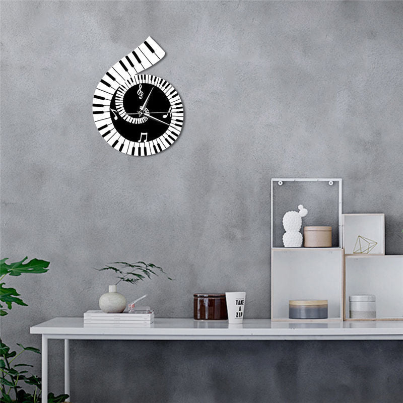 Decoration Wall Clock Treble Clef Piano Keyboard Musical Notes Irregular Decoration Clock Wall Clock Cross-border