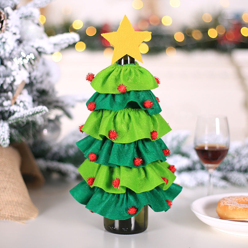 Wine Bottle Cover Christmas Decoration Ball Tree for Home Dinner Destop Decor Xmas Gift