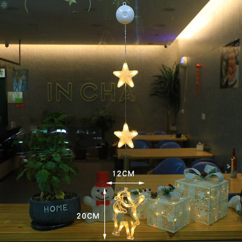 Christmas 3pcs LED Light Star Xmas Tree Hanging Sucker Lamp Window Ornaments Decoration For Home Xmas Navidad New Year Decor Christmas Decorations