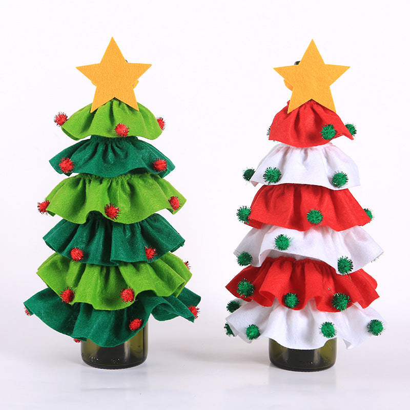 Wine Bottle Cover Christmas Decoration Ball Tree for Home Dinner Destop Decor Xmas Gift