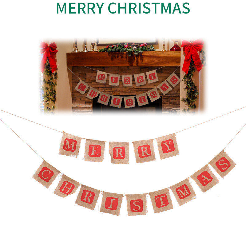 Merry Christmas Sackcloth Flag Christmas Banner Christmas Banner Decoration