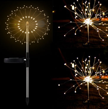 New Ground Plug Solar Fireworks Light LED Light String Copper Wire Outdoor Garden Decoration Star Lights Christmas Lights