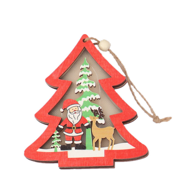 Christmas Decorations Hollow Wooden Pendant Creative Light Included Car Tree Ornaments Christmas Decor Kids Christmas Indoor