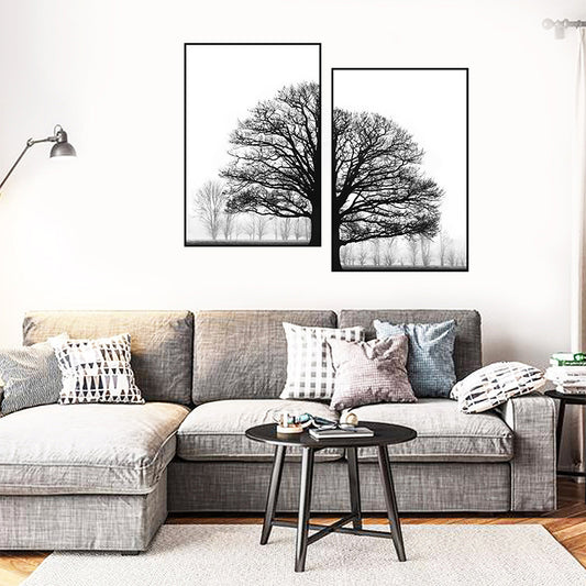 Black And White Winter Trees Modern Sofa Background Wall Decorative Painting