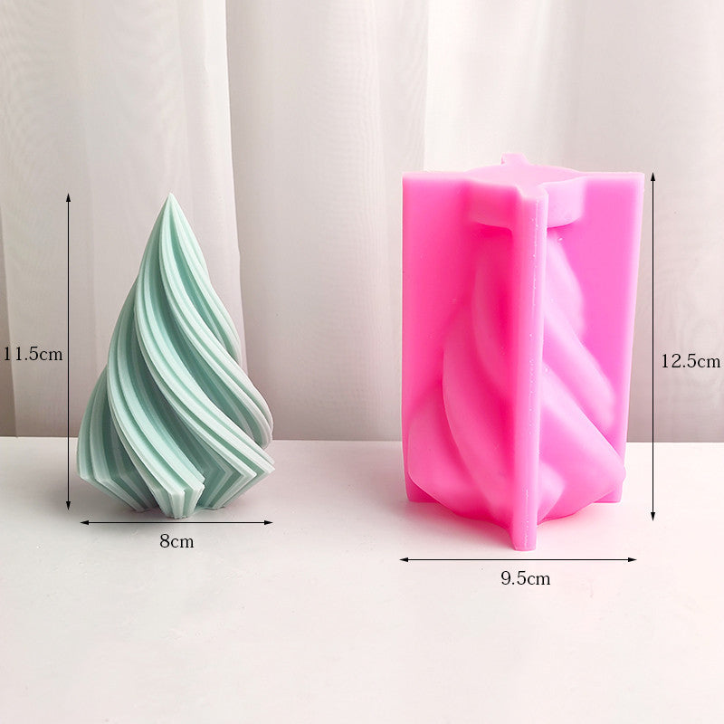 Large Rotary Cone Candle Mold DIY Christmas Tree Geometric Striped Soap Aromatherapy Resin Plaster Making Mould Home Decor Gift